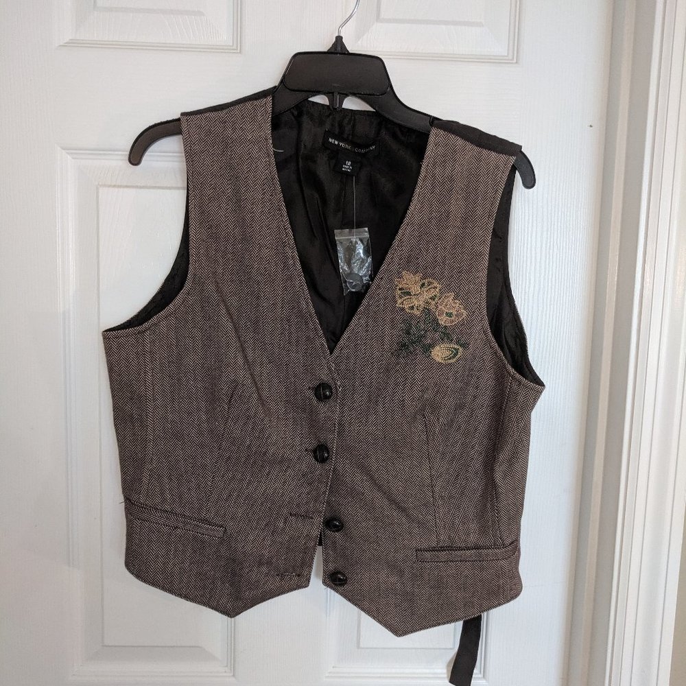 NY &Co Brown Tweed Vest Sz12